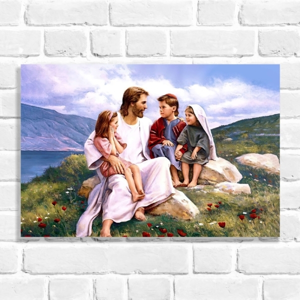 Quadro Decorativo Jesus com as crianças