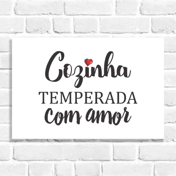 Quadro Decorativo Cozinha Temperada com Amor