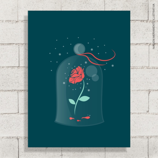 Quadro Decorativo Rosa (A Bela e a Fera)