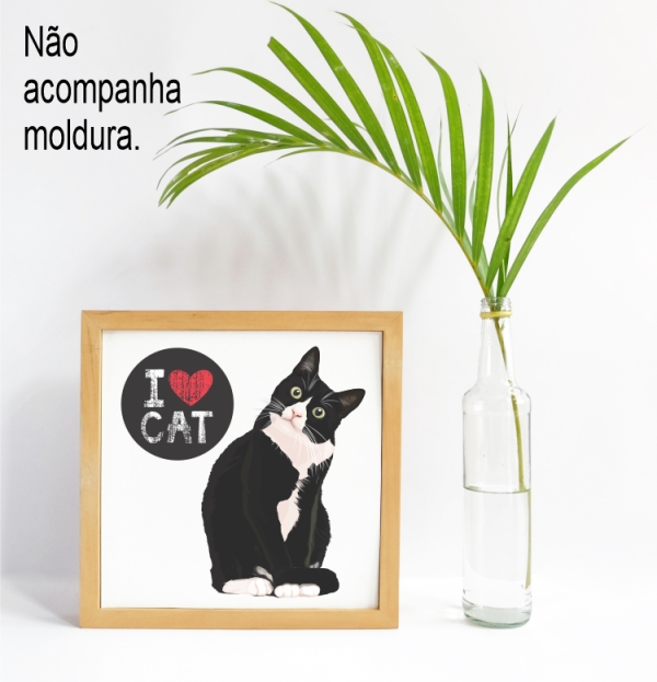 Quadro Decorativo Eu amo Gato