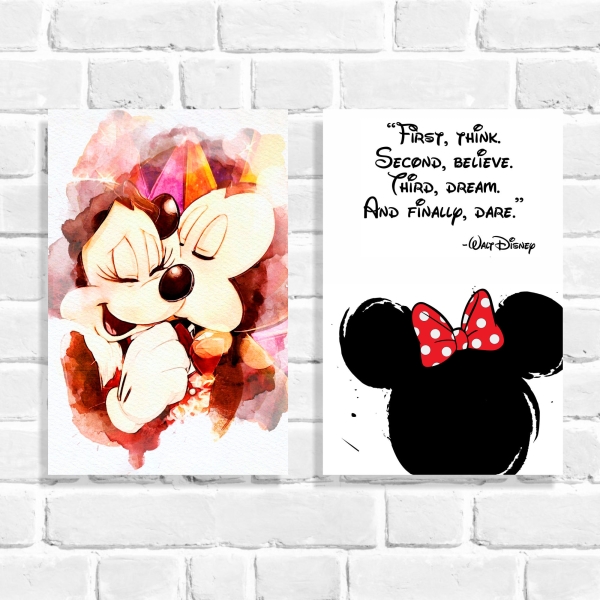 Kit Quadro Decorativo Mickey e Minnie
