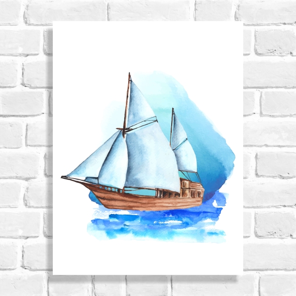 Quadro Decorativo Barco a Vela no Oceano