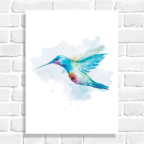 Quadro Decorativo Colibri Aquarela