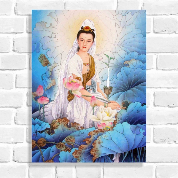 Quadro Decorativo Kuan Yin Azul