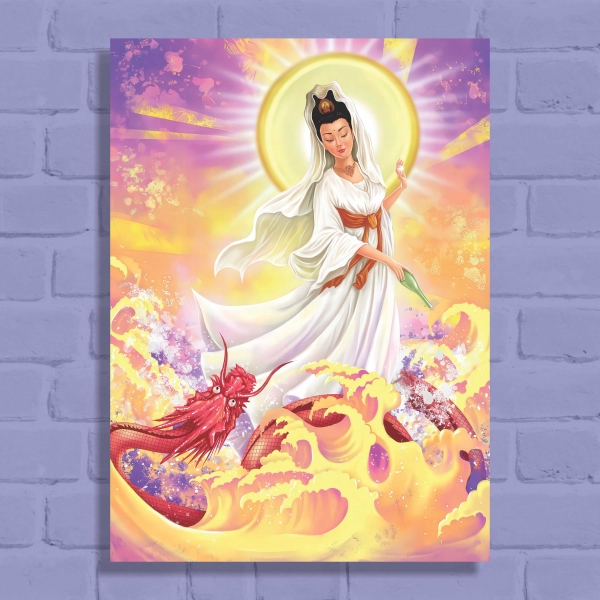 Quadro Decorativo Kuan Yin e o Dragão
