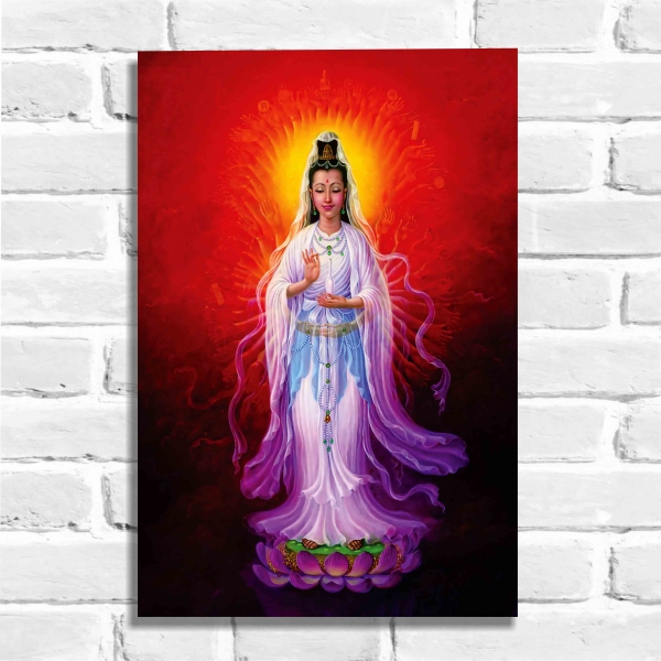 Quadro Decorativo Kuan Yin Vermelha