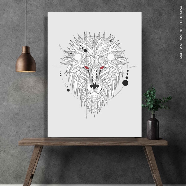 Quadro Decorativo Leão Geométrico