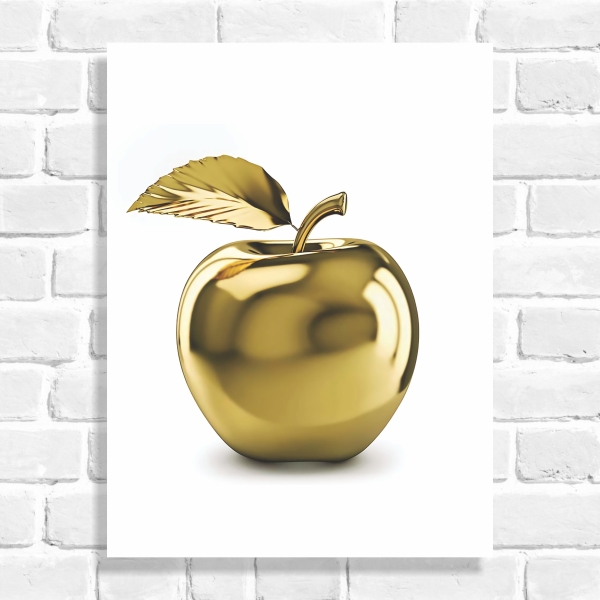 Quadro Decorativo Maçã Dourada