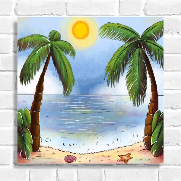 Quadro Decorativo Praia em desenho