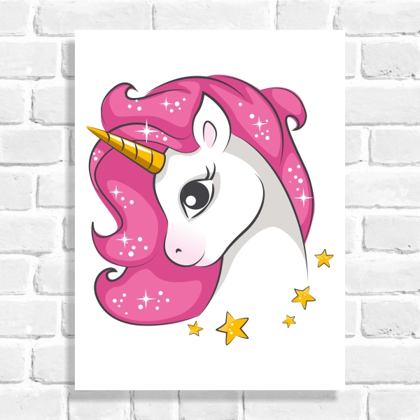 Quadro Decorativo Unicórnio Rosa