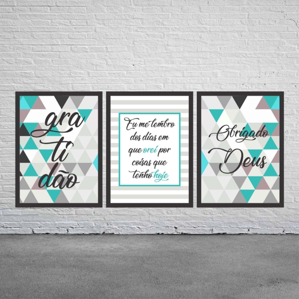 Kit Quadro Decorativo Gratidão